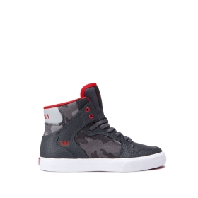 Kids Supra High Top Shoes VAIDER Dk. Grey Camo/white | AU-49678